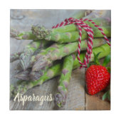 Groene Asparagus met aardbei Tegeltje (Voorkant)