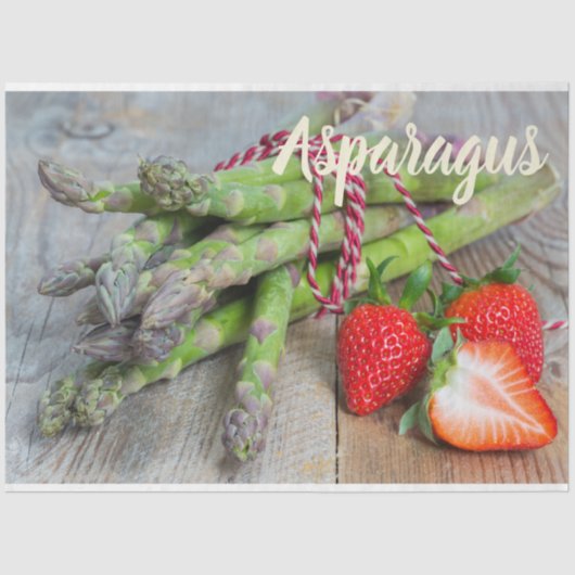 Groene Asparagus met aardbei Tissuepapier (Voorkant)