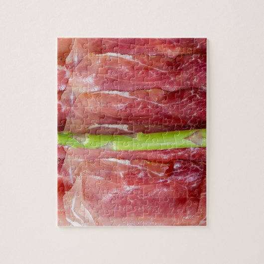 Groene asperges met ham macro legpuzzel (Verticaal)