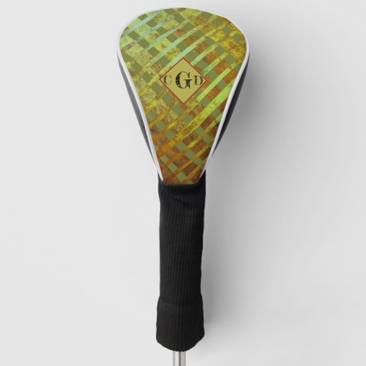 Groene asymmetrische gestripte geometrisch golfheadcover (Voorkant)