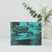 Groene auto briefkaart (Staand voorkant)