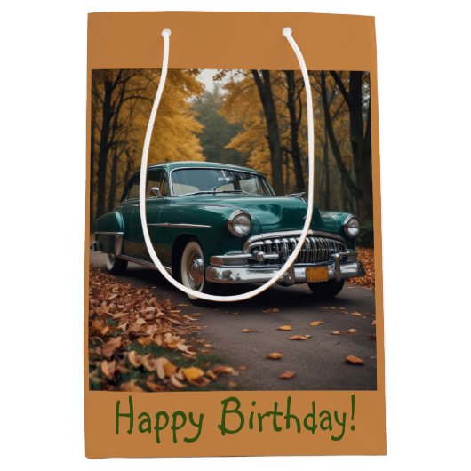  groene auto medium cadeauzakje (Voorkant)