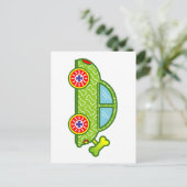 Groene Auto met Dog Botten Design Briefkaart (Staand voorkant)