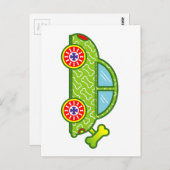 Groene Auto met Dog Botten Design Briefkaart (Voorkant / Achterkant)