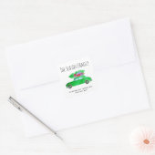  groene auto met kerstboom vierkante sticker (Envelop)