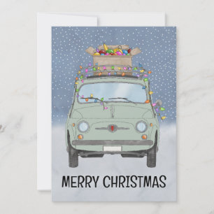 Groene auto met kerstcadeaus Kerstkaart