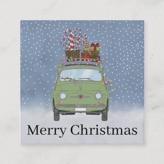 Groene auto met kerstcadeaus Vakantie Kaart (Voorkant)