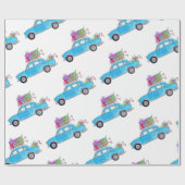 Groene auto met kerstcadeautjes Waterverf Cadeaupapier (Vlak)