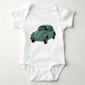 Groene Auto, Retro Auto, Schattigee Kunst Baby Jer Romper (Voorkant)