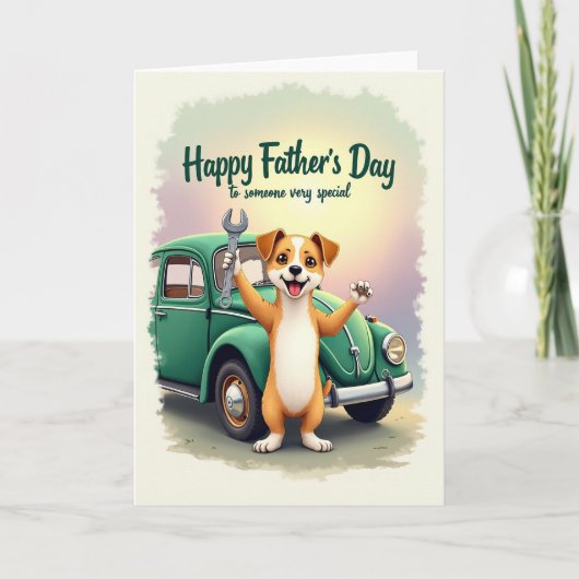Groene Auto Vaderdag Kaart (Voorkant)