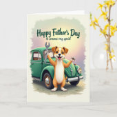Groene Auto Vaderdag Kaart (Gele Bloem)