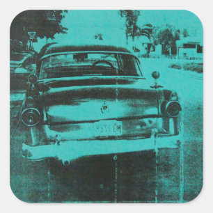 Groene auto vierkante sticker