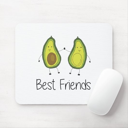 Groene Avocado Cartoon Vriendschap Afbeelding Vrie Muismat (Met muis)