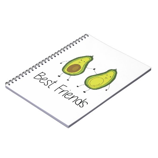 Groene Avocado Cartoon Vriendschap Afbeelding Vrie Notitieboek (Linkerzijde)