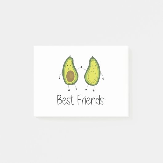 Groene Avocado Cartoon Vriendschap Afbeelding Vrie Post-it® Notes (Voorkant)