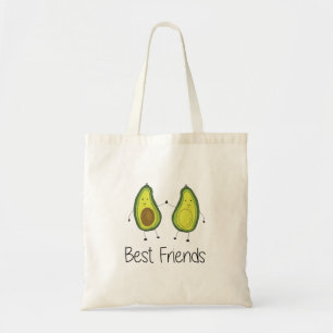 Groene Avocado Cartoon Vriendschap Afbeelding Vrie Tote Bag
