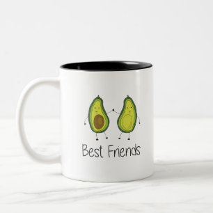 Groene Avocado Cartoon Vriendschap Afbeelding Vrie Tweekleurige Koffiemok