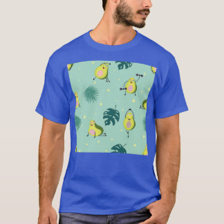 Groene avocado naadloos met blad en ster t-shirt