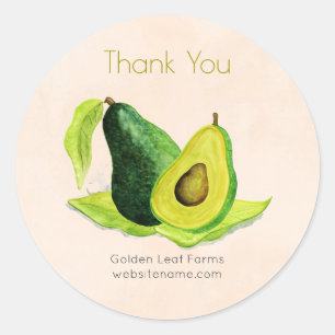 Groene avocado Stilleven Fruit Dank u Ronde Sticker