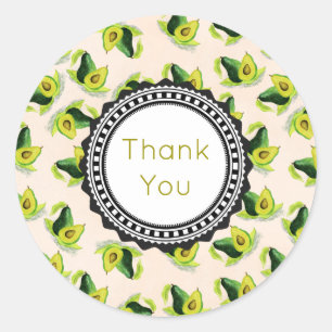 Groene avocado's Waterverf patroon dank u Ronde Sticker