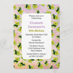 Groene Avocado's Waterverf Patroon Verjaardagsuitn Kaart
