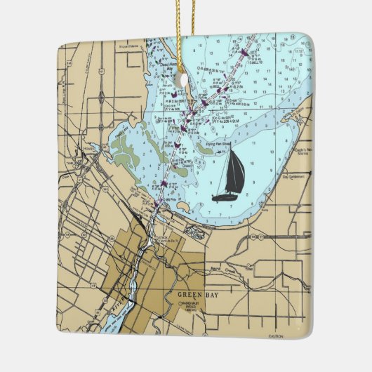 Groene baai - witboek keramisch ornament (Links)