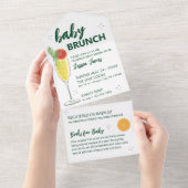 Groene Baby Brunch Uitnodiging - Scheur uit voor b (Afscheurbaar)