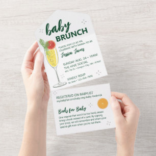 Groene Baby Brunch Uitnodiging - Scheur uit voor b