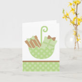 Groene Baby cadeaus in paraplu Kaart (Gele Bloem)