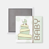 Groene Baby Carriage Cake Magnet Magneet (Voorkant / Achterkant)