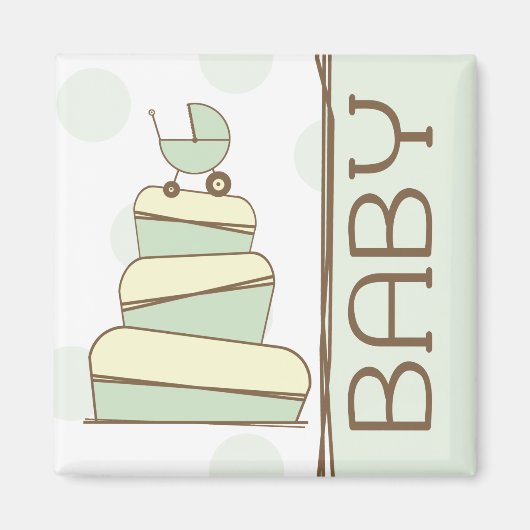 Groene Baby Carriage Cake Magnet Magneet (Voorkant)