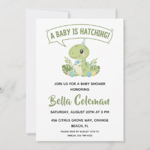 Groene baby dinosaurus baby shower uitnodigingen
