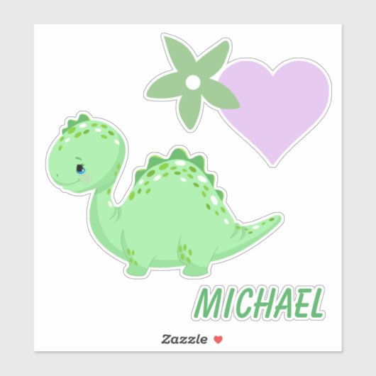 Groene Baby Dinosaurus Sticker (Vel)