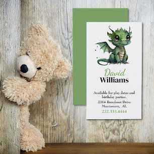 Groene Baby Dragon Kinderkaart Contactkaartje