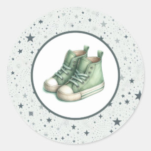 Groene Baby Hoge Topjes Baby shower Ronde Sticker