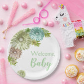 Groene Baby in Bloom Brunch Shower Papieren Bordje (Feest)