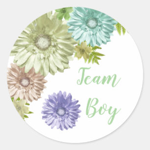 Groene Baby in Bloom Brunch Shower Team Boy Ronde Sticker