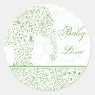 Groene Baby Liefde Olifant Sticker