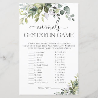 Groene Baby Shower Dieren Draagtijd Spel