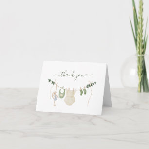 Groene Baby Shower Feest Boho Baby Waslijn Bedankkaart