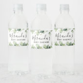 Groene baby shower fleslabel Eucalyptus blad Waterfles Etiket (Flessen)