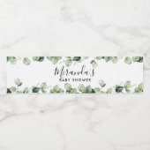 Groene baby shower fleslabel Eucalyptus blad Waterfles Etiket (Enkel label)