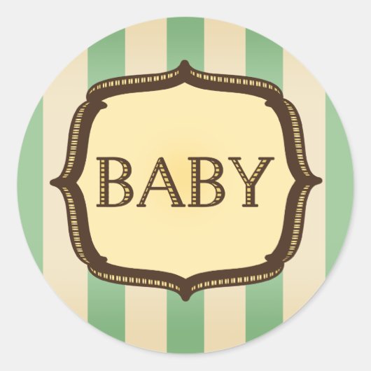 Groene Baby showers Sticker -  Strepen (Voorkant)