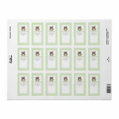 Groene Baby Teddy Bear op Boek Gift Bookplate Labe Etiket (Full Sheet)