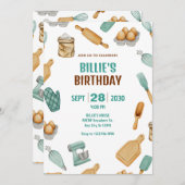 Groene bakker bakgereedschap patroon verjaardag kaart (Voorkant / Achterkant)