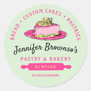 Groene Bakkerij Gebak Citroen Cheesecake Ronde Sticker