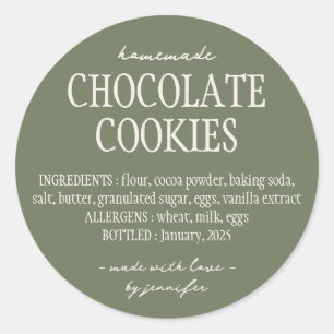 Groene Bakkerij Voedsel Cottage Wet Ingredienten Ronde Sticker