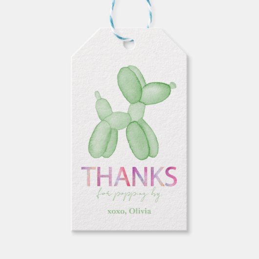 Groene ballonhond gunstlabels cadeaulabel (Voorkant)