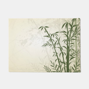 Groene bamboe beige grunge deurmat