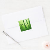 Groene Bamboe en Bokeh Lights Dank u Vierkante Sticker (Envelop)